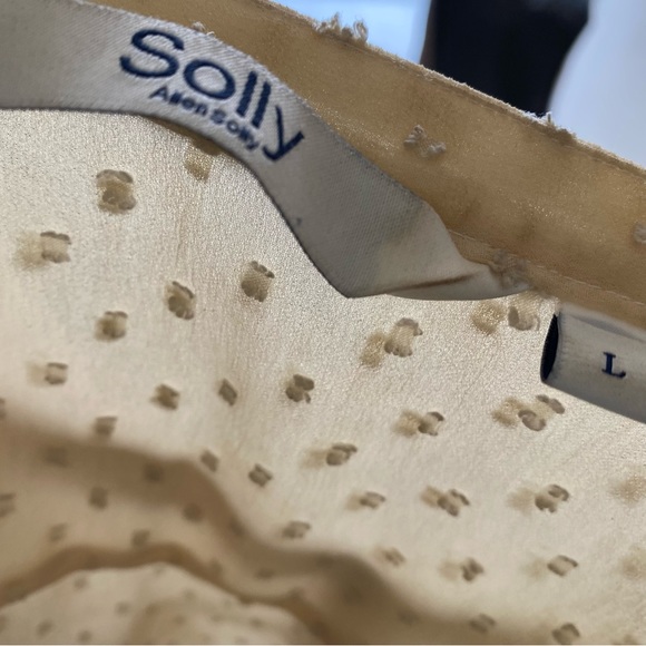 Allen Solly sheer nude beige cream dobby blouse top with pockets. - Picture 5 of 5